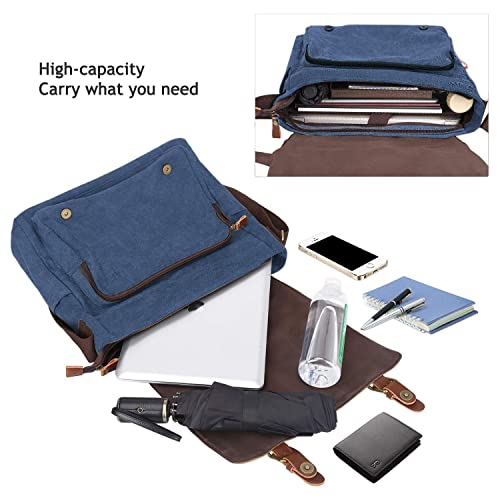S-ZONE Large Men Crossbody Messenger Shoulder Bag Fit for 15.6 Inch Laptop Canvas Briefcase Satchel