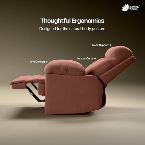 Image of Green Soul Cloud | Single Seater Manual Recliner Sofa | Ultra Soft Suede Fabric | Recline & Relax (R1) | Oversized Leg Rest & Cushioned Lumbar | 1 Year Warranty (Vintage Rose) | DIY Easy Assembly