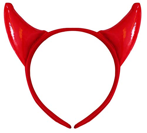 Devil Horns Fancy Dress Accessory Red Devil Horns on Headband Halloween Devil Costume (One Size)