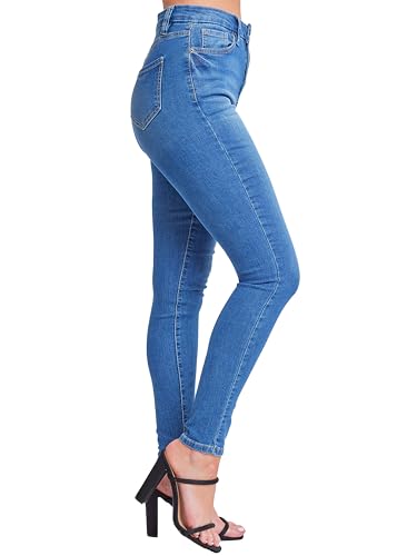 YMI Womens Curvy Fit 1-Button Tailored Wannabettabutt High Rise Skinny Jean Made with Recycled Fibers2