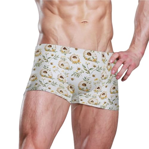Bee Honey Mens Swim Trunk Swimwear Bathing Suit Swim Brief Square Leg Board Short S B04037063