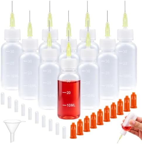10 Pcs 30ml Precision Needle Tip Squeeze Bottle with Funnel & Blunt Needles