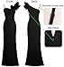 VFSHOW Womens Ruffle One Shoulder Strap Ruched Formal Prom Wedding Maxi Dress V Neck Elegant Split Cocktail Evening Long Gown (Sparkly Black, Small) 10532 BLK S