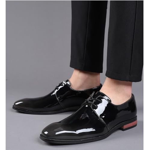 Men's Formal Shoes Lace Up Oxfords Dress Shoes Patent Leather Wingtip Wedding Business Derbys for Men2