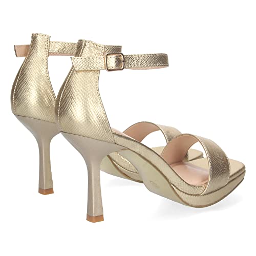 shoes&blues.es 70502-Sandalia de Tacon Fino para Mujer, Comodo, con Pala Simple, y Cierre de Hebilla, Primavera Verano 2023. Talla 37 Oro - imagen 4