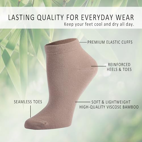 Image of EPEIUS Women's Bamboo Ankle Socks - Seamless Toe, Low Cut, No Show, Lightweight 3 /6 Pack