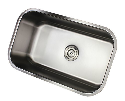 Kingsman 30 Inch 18 Gauge Stainless Steel Undermount Single Bowl Kitchen Sink 10 Inch Deep (Sink With Strainer) #TOP2