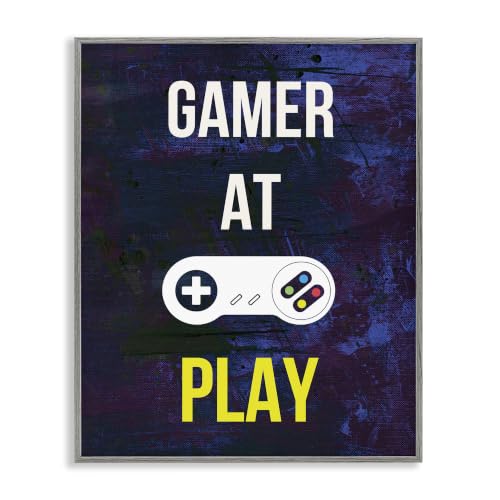 Stupell Industries Gamer At Play Vivid Layered Background Controller, Design by Annie Warren, 24 x 30, Grey Framed