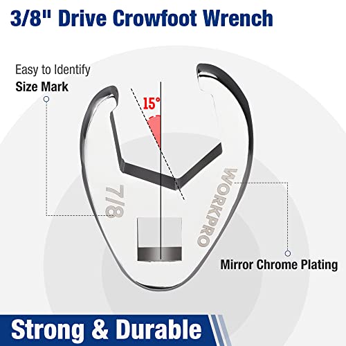 Workpro 3/8" Drive Flare Nut Wrench Set, 10-Piece Crowfoot Flare Nut Tool Kit, Sae 3/8-1In, Steel Wrench With Storage Rail For Nut Removal #TOP1
