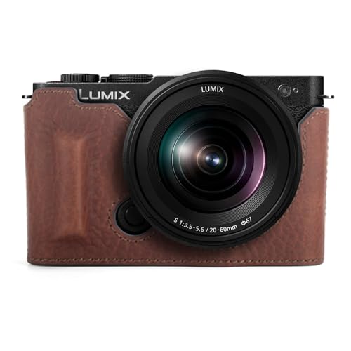 Housse Panasonic Lumix S9 demi-étui cuir véritable marron