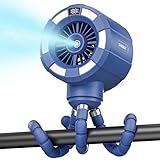 Baby Stroller Misting Fan, 6000mAh Rechargeable Clip-On Fan, 3 Speeds & 2 Spray Modes, 14H Cooling, Leak-Proof 100ML Tank, Night Light & Timer, BPA-Free for Strollers, Cribs & Travel (Darblue)