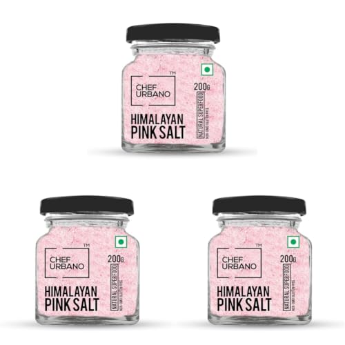 Image of Chef Urbano Himalayan Pink Salt 200 g | Pure & Natural | Mineral Rich Salt | Low Sodium | Packed with 84 Minerals | Glass Bottle (Pack of 3)