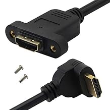 HDMI Panel Mount 90 Degree Extension Cable,HDMI Femlae to 90 Degree UP Male Connector Wire, with Screw Hole Panel Mount,Support 4K 60hz 3D TV, Roku, Xbox360 eat. Angle UP 0.5m