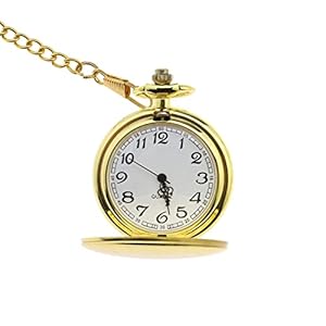 Klassische Quarz Taschenuhr Glatt poliert römische Ziffern mit dünner Kette Geschenk für Männer Frauen Geburtstag Valentinstag Gold