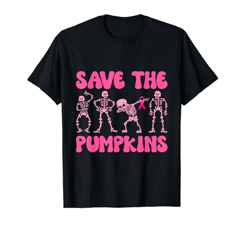 Save the Pumpkins Pink Skeleton Party - Cáncer de mama divertido Camiseta