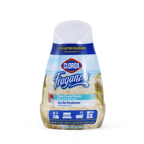 Clorox Fraganzia Gel Air Freshener Cone, Fresh Ocean Breeze Scent – No-Plug, Battery-Free Air Freshener for Small Rooms, Closets, Kitchens, Bathrooms, Offices and More, 6 Ounce