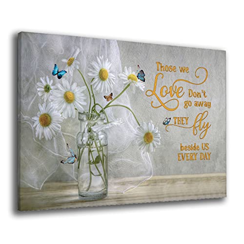 Ghy Decor Daisies And Butterflies Wall Art Inspirational Quotes Canvas Motivational Painting Framed Home Decor For Bathroom, Bedroom 12X18 Inch #TOP26