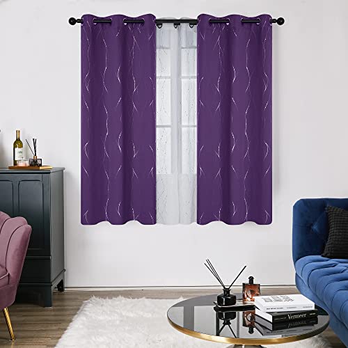 Deconovo Short Blackout Curtains For Windows, 54 Inch Length, Set Of 2 - Energy Efficient Curtains, Light Blocking Window Panels, Curtains For Dining Room (42 X 54 Inch, Purple Grape, 2 Panels) #TOP1
