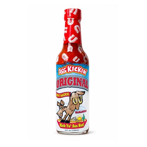 ASS KICKIN' セラーノとハバネロピーマンのオリジナルハバネロホットソース - 5オンス - ホットソースファンとホットソースチャレンジに最適なハバネロソース - あなたがあえて試してみてください! 5液量オンス (1パック)（Amazon）