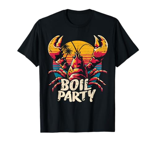 Crawfish Boil Party Retro Sunset Cajun Food Festival T-Shirt