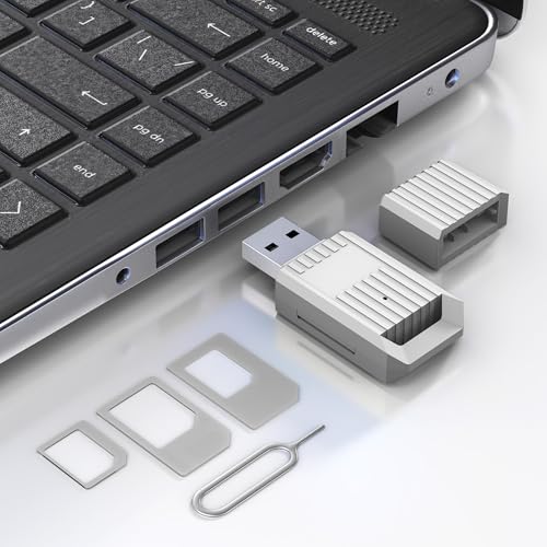 SIM Card Reader - Nano Sim Card Adapter Kit with Eject Pin - Standard/Micro/Nano Sim Card Readers - USB A to Sim Card Adapter for Edit and Read Messages/Contacts - SIM Adapters for PC Laptop Windows