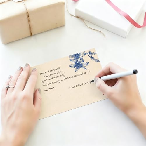 Image of Spiareal 100 Pcs Blank Note Cards Index Card, Kraft Paper, 4*6inch, Flower | Kraft Cardstock with Eucalyptus Design, Envelopes Included, For Thank You Cards, Weddings, Baby Showers, Office DIY