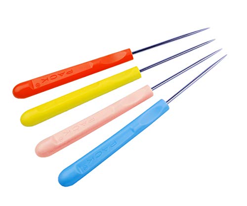 ZLKSKER (4er Pack) Leder Nähahle mit Kunststoffgriff, Perlenahle Reparaturwerkzeug (2 blau, 2 gell) Cover