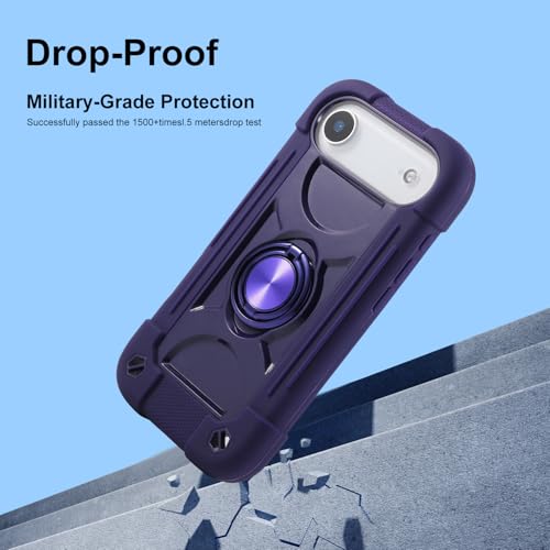 Image of MARKILL Compatible with iPhone with Built-in 360Rotating Ring Stand, Military Grade Drop Protection Full Body Rugged Heavy Duty Case Durable Cover (Deep Purple, iPhone Air)