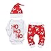 Hirolan Babykleidung Strampler Neugeboren Säugling Baby Junge Mädchen Lange Hülse Spielanzug Tops Rot Hirsch Drucken Hose Weihnachten Kappe Outfits Baumwolle Kleider Set (80cm, Rot)