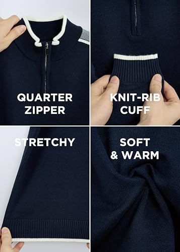 RAW X (4-12) Quarter-Zip Long Sleeve Mock Neck Knit Sweater for Kids and Boys, Big Kids Knit Sweater for Fall and Winter3