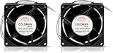 GOLDMAN SERVICE | Ventilador fan Axial para Cassette de chimeneas insertable alta temperatura de aspas metálicas universal. (92x92x38mm) (Paquete de 2)