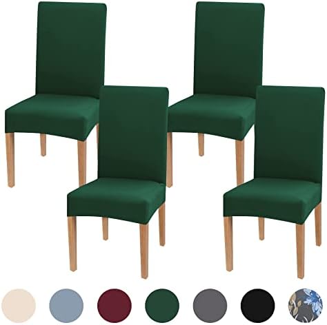 Newthinking Stretch Chair Covers for Dining Room, High Back Dining Chair Covers Set of 4, Removable and Washable Full Wrap Elastic Chair Cover for Hotel, Wedding, Kitchen, Dining Room ( Dark Grey)