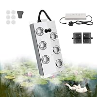 Mist Maker Fogger, 6 Kopf Ultraschall Wasser Mister Nebelmaschine mit Boje & wasserdichte Stromversorgung, 4.5L/H Mister Fogger für Hydroponik Landschaft Gewächshaus Gemüse Konservierung