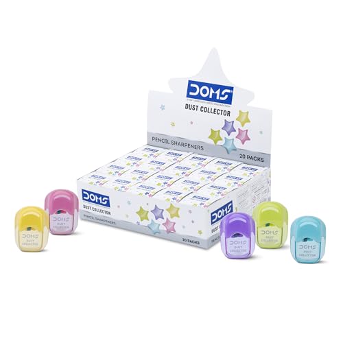 Image of DOMS Multicoloured Dust Collector Sharpener Blister Pack of 20