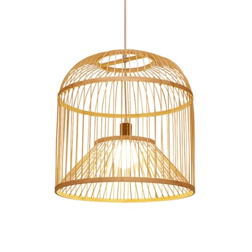 Lampe suspendue vintage abat-jour bambou pour éclairage tamisé apaisant