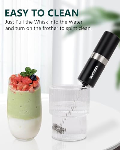 Powerful Milk Frother Handheld Battery Operated, Double Whisk Foam Frother Maker with Stainless Steel Stand, Drink Mixer For Coffee, Lattes, Matcha, Cappuccino (13000RPM Battery Operated)