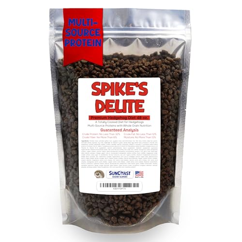 Suncoast Sugar Gliders Spike's Delite Premium Hedgehog Diet Food - High Energy Protein, Vitamins & Minerals, Natural Cooked Kibble, Complete Nutrition for Baby, Growing & Breeding Hedgehogs - 3 lbs