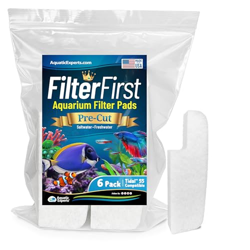 Image of Aquatic Experts Aquarium Filter Floss for Fish Tank Filters - FilterFirst Aquarium Filter Pad - Media for Crystal Clear Water, (6 Pack, Tidal 55 Compatible)