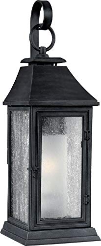 Best Cyber Monday 🔥 Feiss OL10601DWZ Shepherd Marine Grade Outdoor Patio Lighting Wall Lantern, Bronze, 1-Light (7"W x 19"H) 75watts