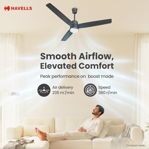 Image of Havells FAB BLDC Underlight 1200 mm Ceiling Fan| 5 Star| Upto 65% Saving| Air Delivery: 235 cmm|Low Wattage: 30W| Low Noise|4 Speed Mode| 380 RPM| 2 Years Manufacturer Warranty (Smoke Brown)