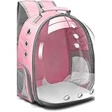 Mochila De Transporte Para Pets Cachorros E Gatos Com Ventilação Transparente E Visão Panorâmica Bolsa Astronauta Passeio Animal De Estimação Portátil (Rosa)