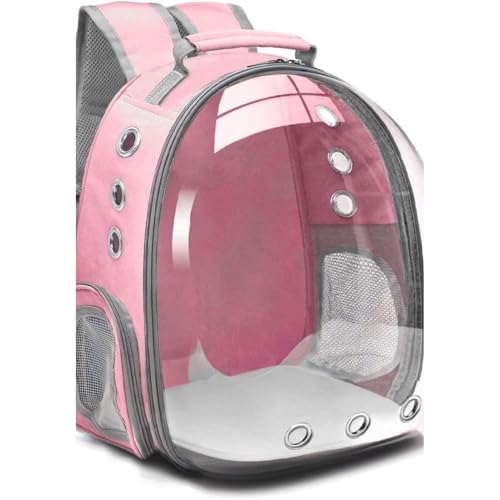 Mochila De Transporte Para Pets Cachorros E Gatos Com Ventilação Transparente E Visão Panorâmica Bolsa Astronauta Passeio Animal De Estimação Portátil (Rosa)