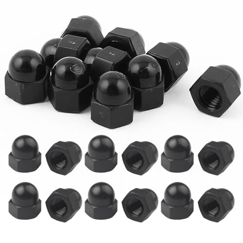 WeddHuis 30 Pièces Écrous Borgnes Haut de Gamme Galvanisés DIN 1587 Forme Haute Hexagonale Acier pour Boulons de Vélo Tiges Filetées (M8) (Noir)