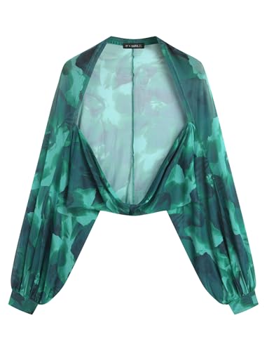 Image of ZAFUL Women's Sheer Shrug Y2K Long Sleeve Cardigans 2026 Irregular Tie Front Bolera