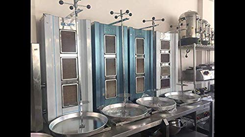 Professional Commercial Industrial Countertop 3 Burner Propane Gas Meat Capacity 35 Kg / 77 Lbs. Rotating Spinning Vertical Broiler Shawarma Gyro Doner Grill Kebab Tacos Al Pastor Machine #TOP1