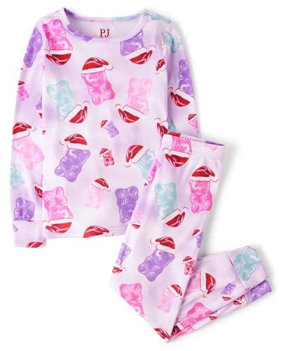 The Childrens Place,Unisex Baby,Christmas and Holiday Kids 2 Piece Pajama Sets, Velour,Santa Hat Gummy Bears,8