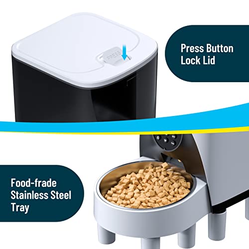Automatic Cat Feeders With Stainless Steel Bowl, 4.5L Timer Cat Food Dispenser Heighten Feet Design, Cat Dog Feeder Up To 20 Portion 4 Meals Daily, Pet Feeder With Desiccant Bag, 10S Voice Recorder… #TOP7