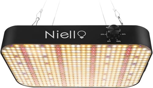 Niello 1200W LED Grow Lampe, Pflanzenlampe Vollspektrum, UV & IR für Zimmerpflanzen, Pflanzenlicht mit dimmbarer, Daisy Chain Funktion für VEG, Blumen.