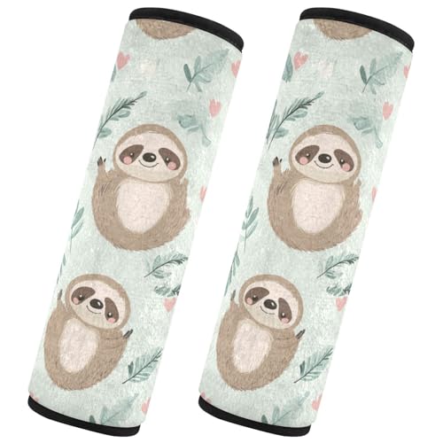 Seat Belt Covers 2 Pack Cute Sloths Car Seat Strap Covers Super Soft Pink Hearts Car Seat Neck Cover for Boys Girls Adults Babies S