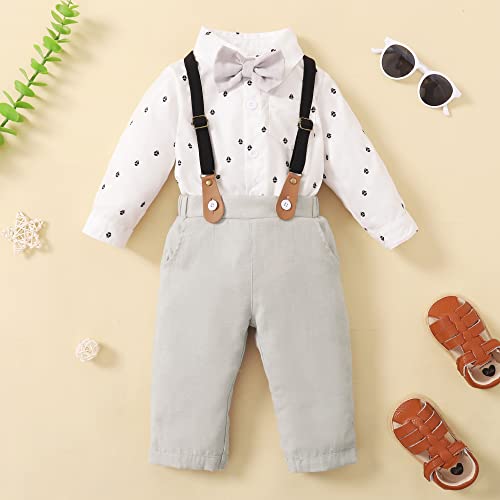 Talentbaby Baby Boy Clothes, Newborn Boys Gentleman Outfits 0-3 Months, Dress Shirt + Suspenders Pants + Bowtie, Toddler Infant Boy Suits #TOP1